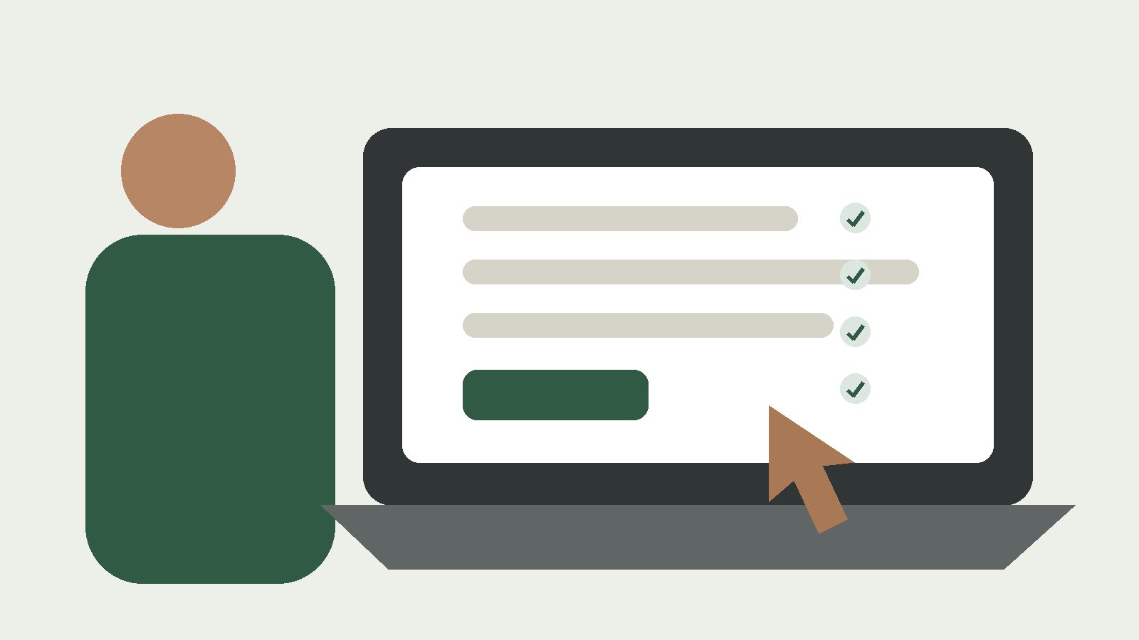 Illustration of a business owner using a simple website editor on a laptop