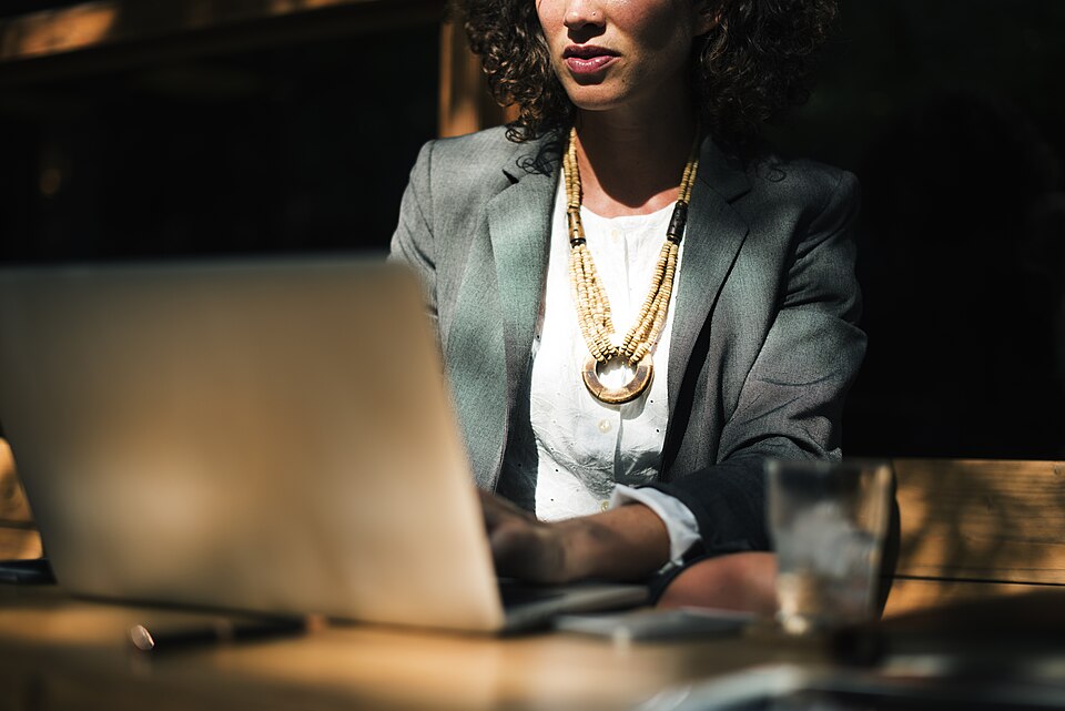 Business owner working on a laptop