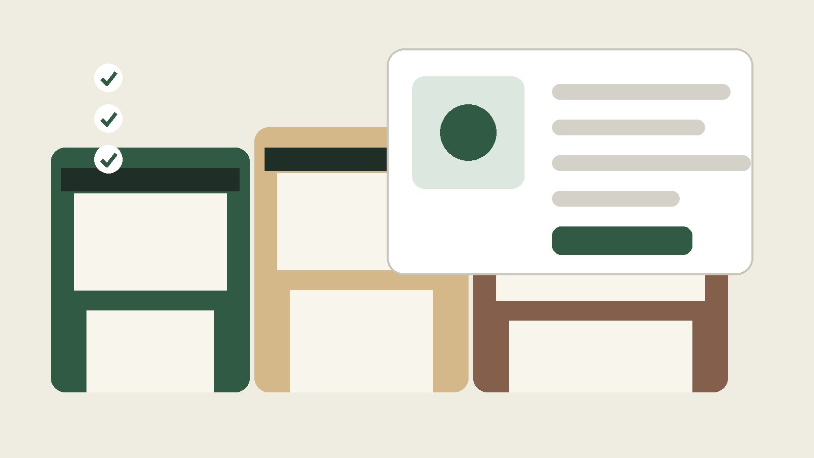 Illustration of local storefronts beside a simple business website layout